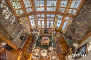 The living area of a vacation rental to relax in after navigating how to get to Big Sky.